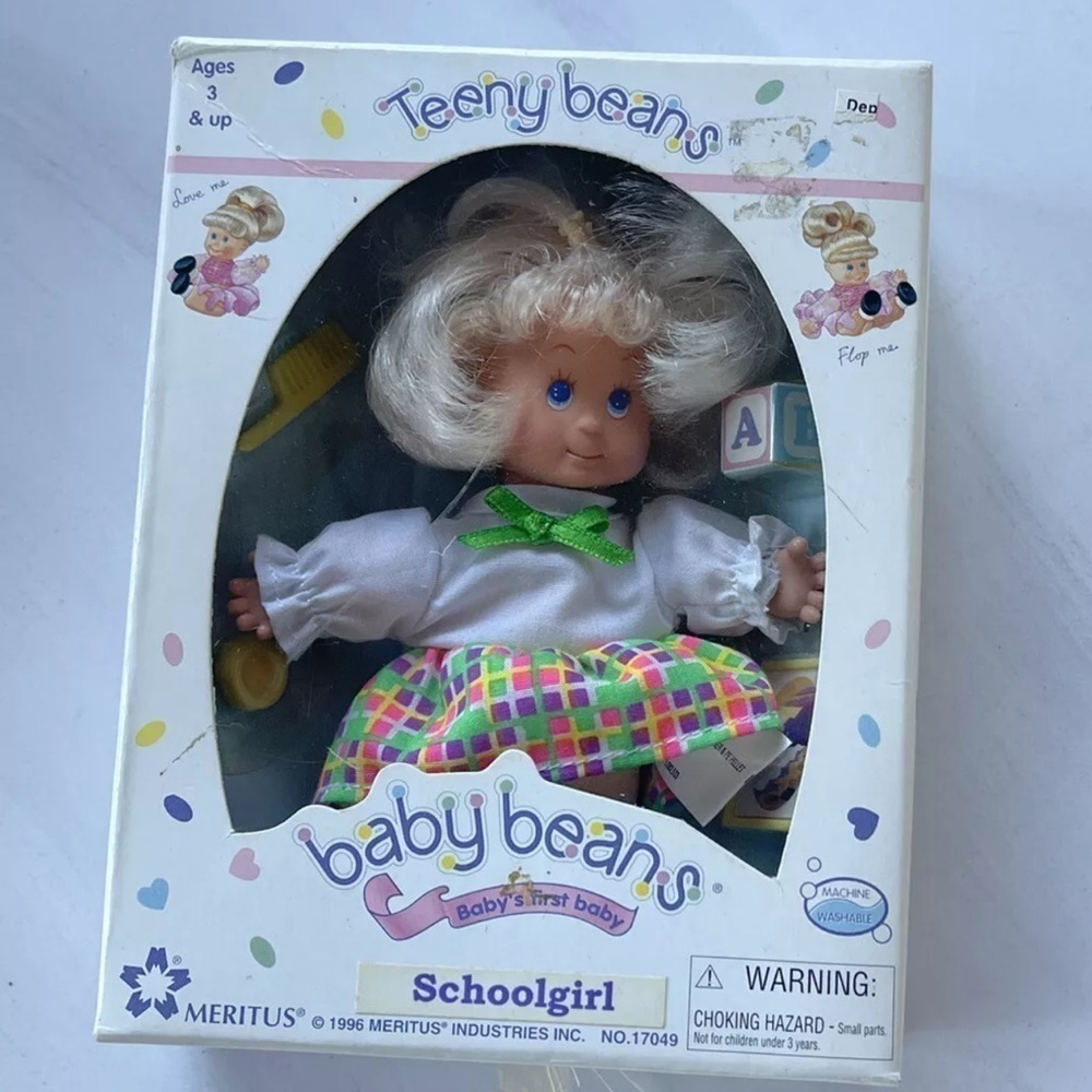Vintage 1996 “School Girl” Teeny Beans Baby Doll - With Accessories - New